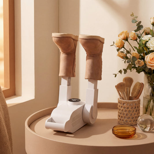 Uscător Electric pentru Încălțăminte cu Dezinfectare UV - vedere principală cu temperatură afișată